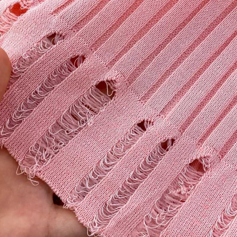 Womens Pink Spaghetti Strap Sleeveless Sundress Stretchy Ribbed Knit Distressed Letter Bodycon Mini Dress Summer Party Dress M260326