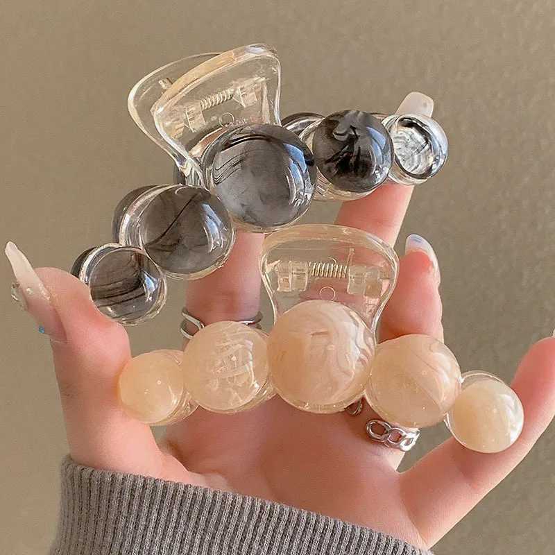 Korean Internet celebrity faint bead grab clip female shark clip Internet red hair clip back of the head half hair premium H260326