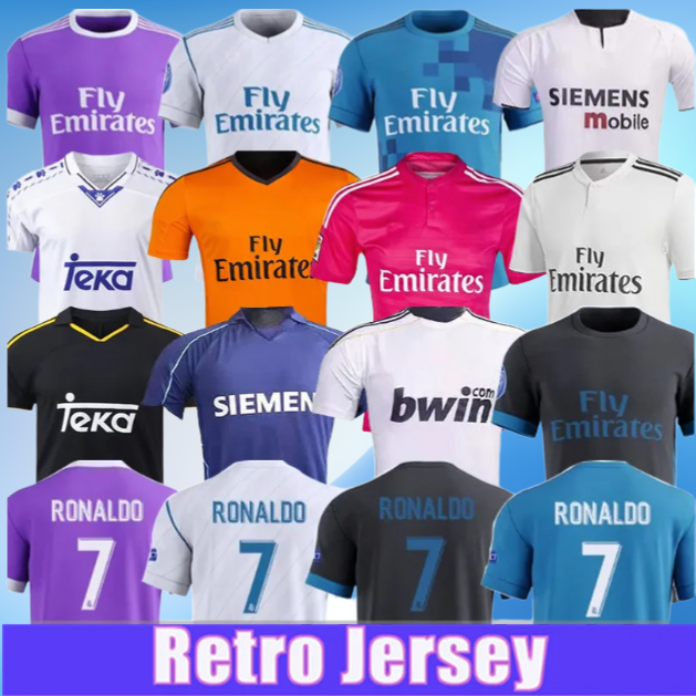 Retro 84 85 87 88 94 96 97 98 99 Ronaldo Raul Real Madridsoccer jerseys 2000 01 02 03 04 05 R.CARLOS Guti FIGO SEEDORF MIJATOVIC SERGIO RAMOS classic football