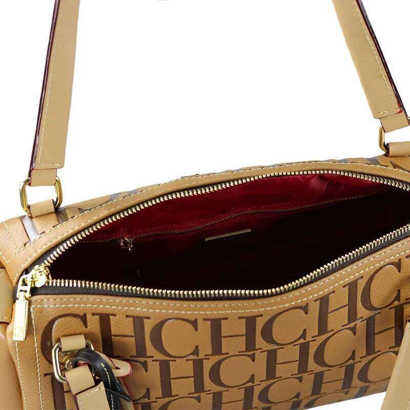 2025Vintage Style CH Brand Fashion Embossed Letter Cylindrical Handbag Large Capacity Commuter Shoulder Bag