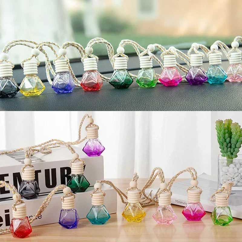 New Auto Aromatherapy Fragrance Pendent Bottle Perfume Diffuser Automotive Decoration Car Hanging Glass Bottle Empty Perfume H260326