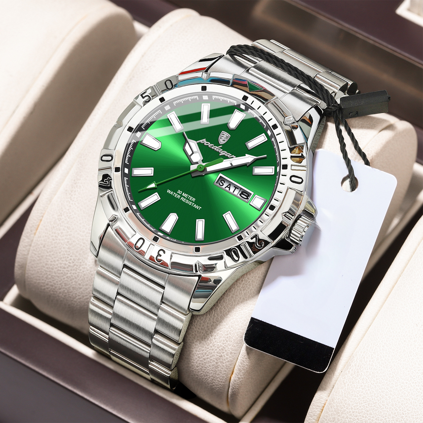 Dual-calendar Men's Watch Green Diver's Style - Fashionable And Trendy Quartz Watch Designer Watch Business Watch Outdoor Sports Watch