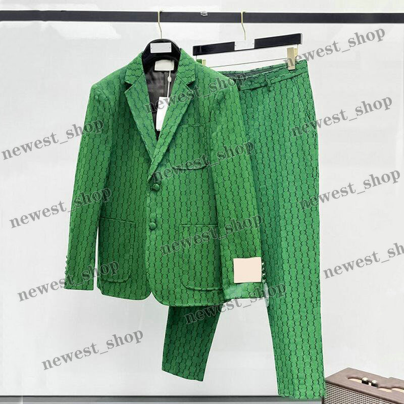 Designer Mens Suits Blazers Western Style Clothing Jacquard Blazer Classic back block Autumn Luxury Outwear greem Slim Fit Letter Dress Suit Pants 4XL