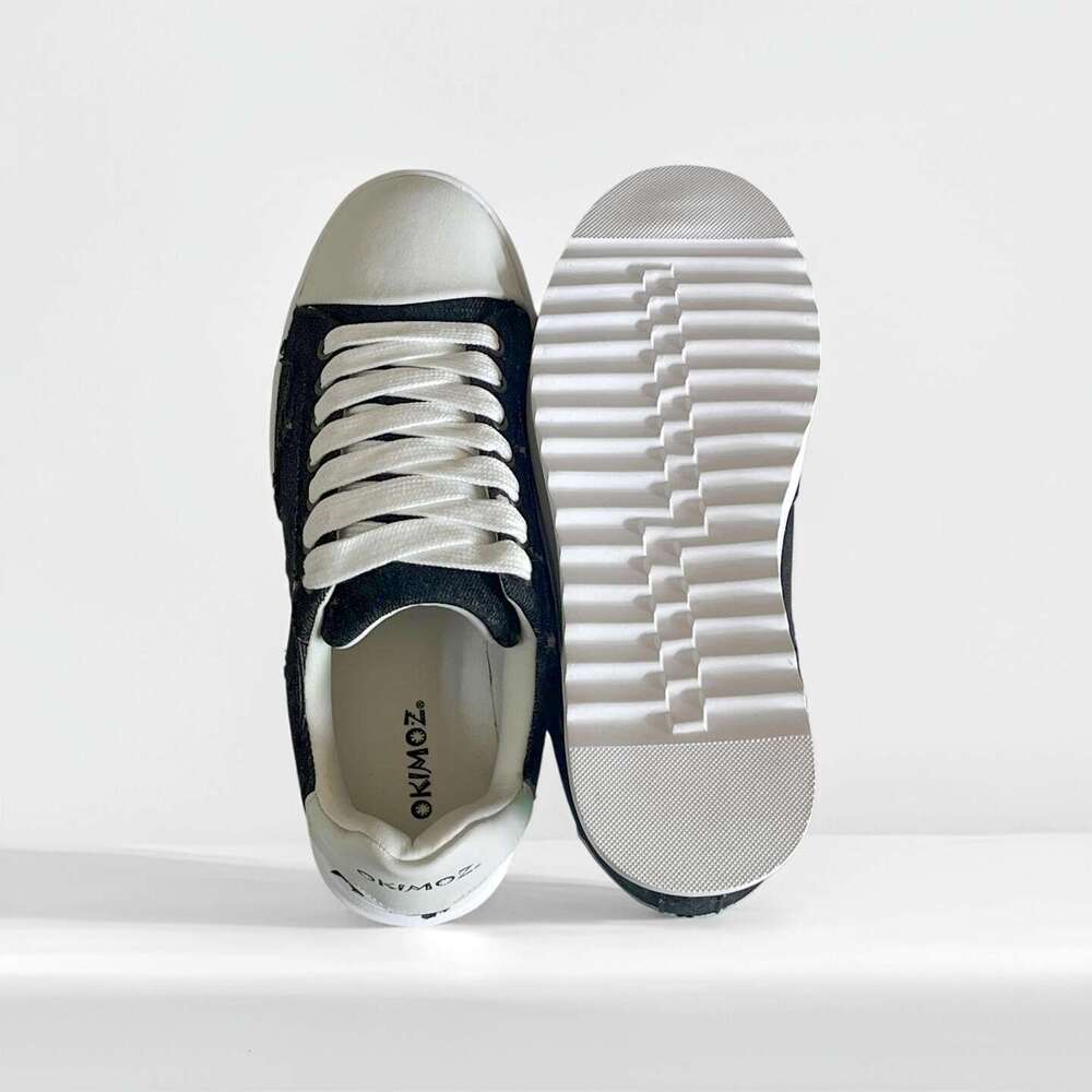 Okimoz Casual Shoes Running Sneaker Designer Shoes Black Distressed Denim Platform Sneakers for Women