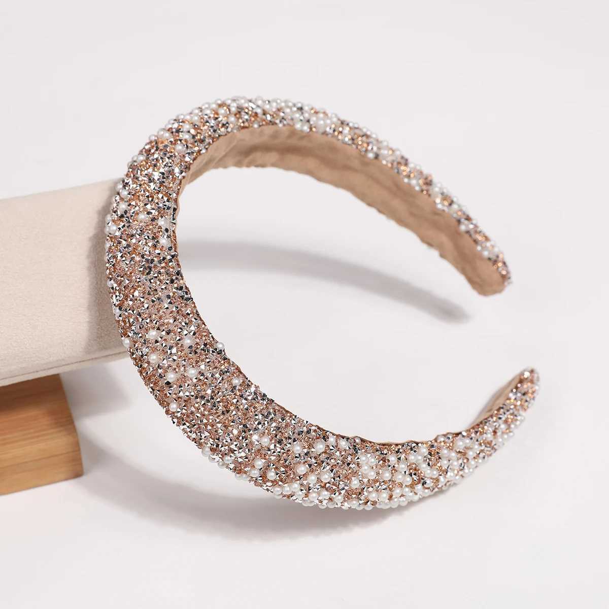 Pearl and Rhinestone Wide Headband Multi-Color Light Luxury Shiny Headband Versatile for Daily Wear/Parties Makes Face Look Smaller Elegant Hair Acces