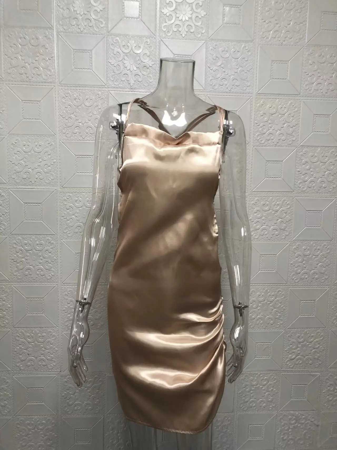 European and American sexy strapless high waisted back lace up temperament suspender slit dress M260326