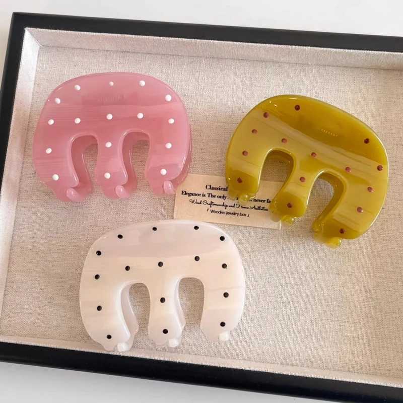 New Style Polka Dot Hair Claw M-Shaped Classic Claw Clips Elegant Hairpin Shark Clips Hair Accessories for Women Girls H260326