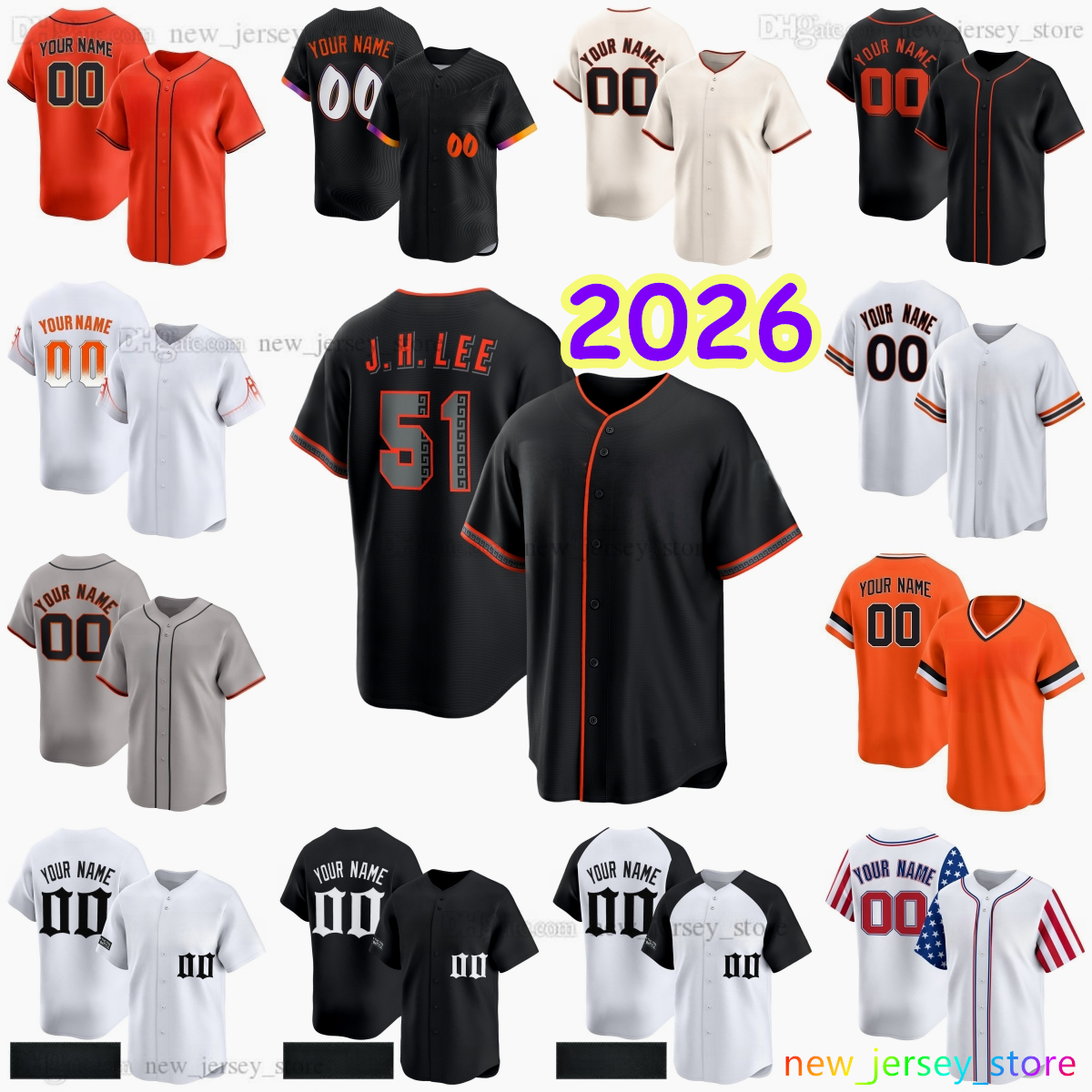 Custom S-6XL 2026 New 16 Rafael Devers Baseball Jersey 2 Willy Adames 49 Tyler Fitzgerald 26 Matt Chapman 51 Jung Hoo Lee 61 Harrison Bader 14 Patrick Bailey Webb Jerseys