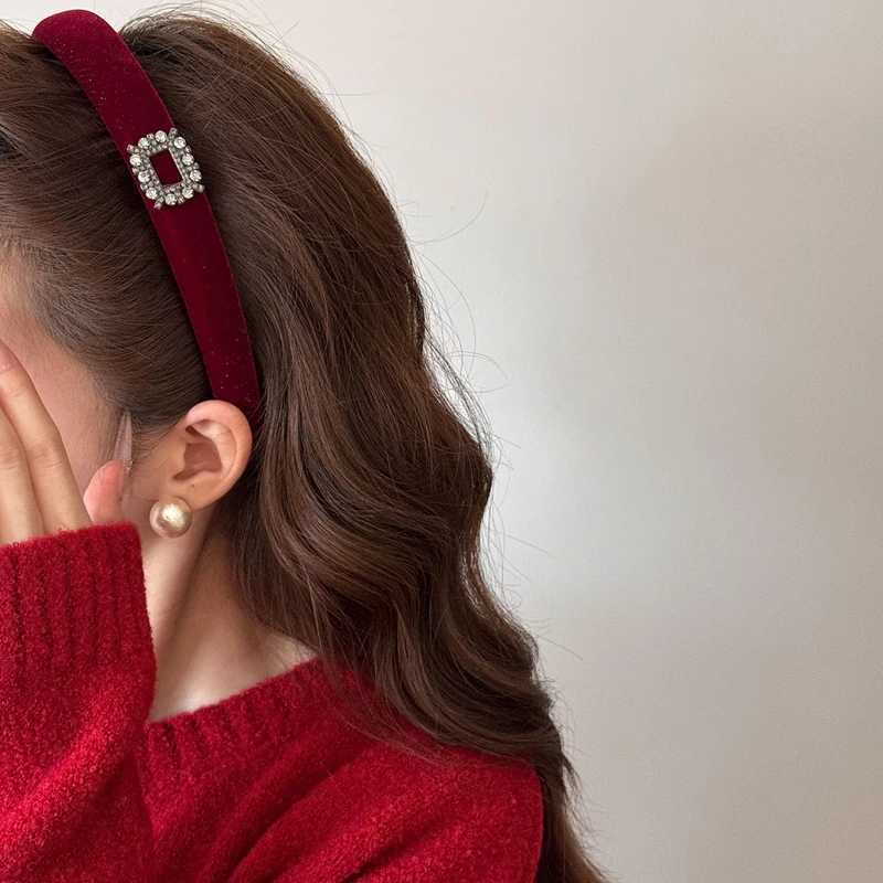 Korean Style Ladies Rhinestone Velvet Headband Female Face Wash Minimalist Hair Hoop Advanced Daily Headhoop Hair Accessories D260326