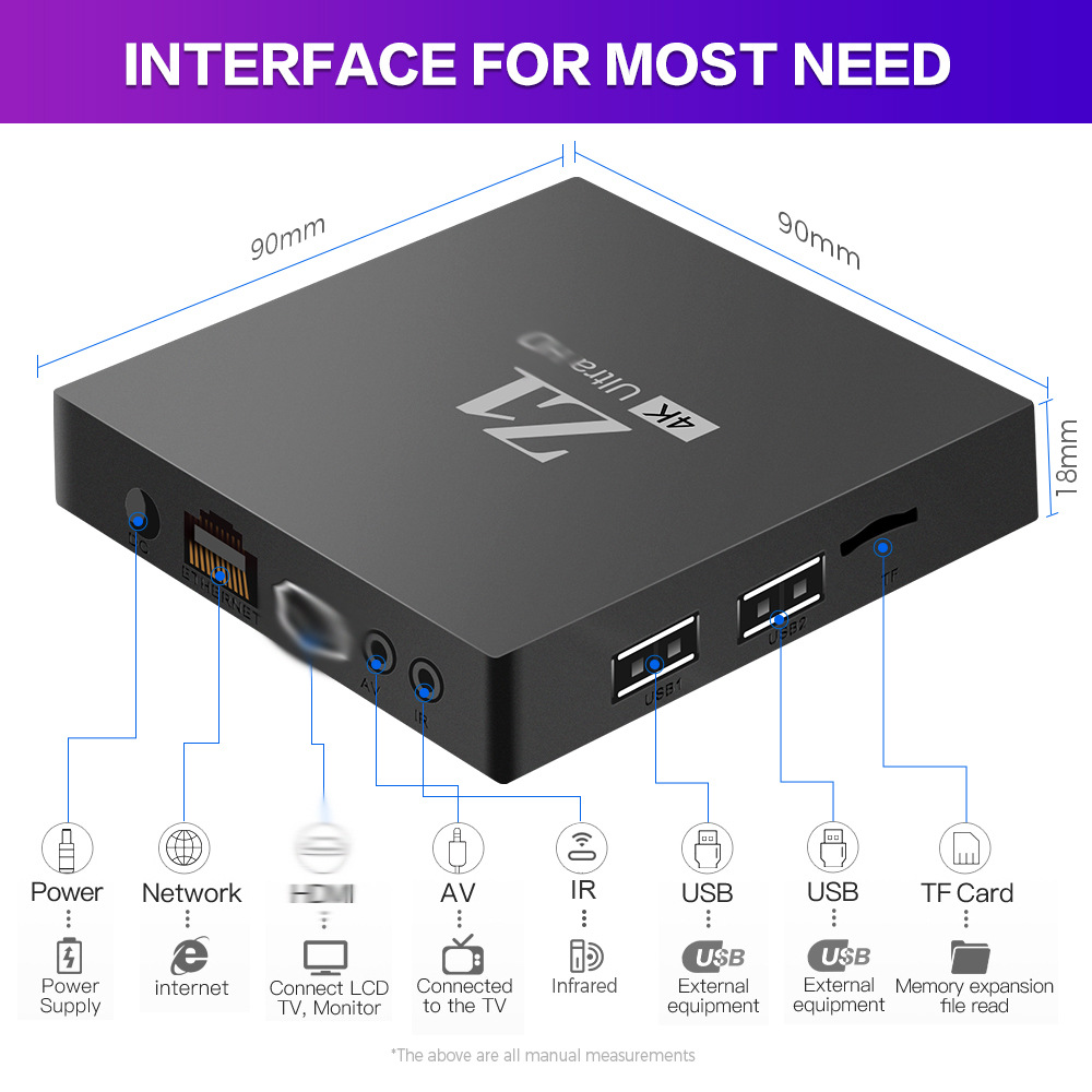 Smart Z1 Android TV Box 4K Ultra HD 2.4G Remote Control Dual WIFI Media Player Allwinner H313 2GB 8GBM240827