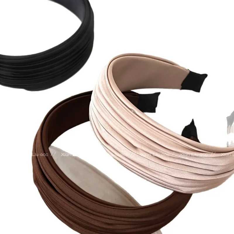 Korean striped wide brim headband women 2025 new high cranial top fashionable hair accessories D260326