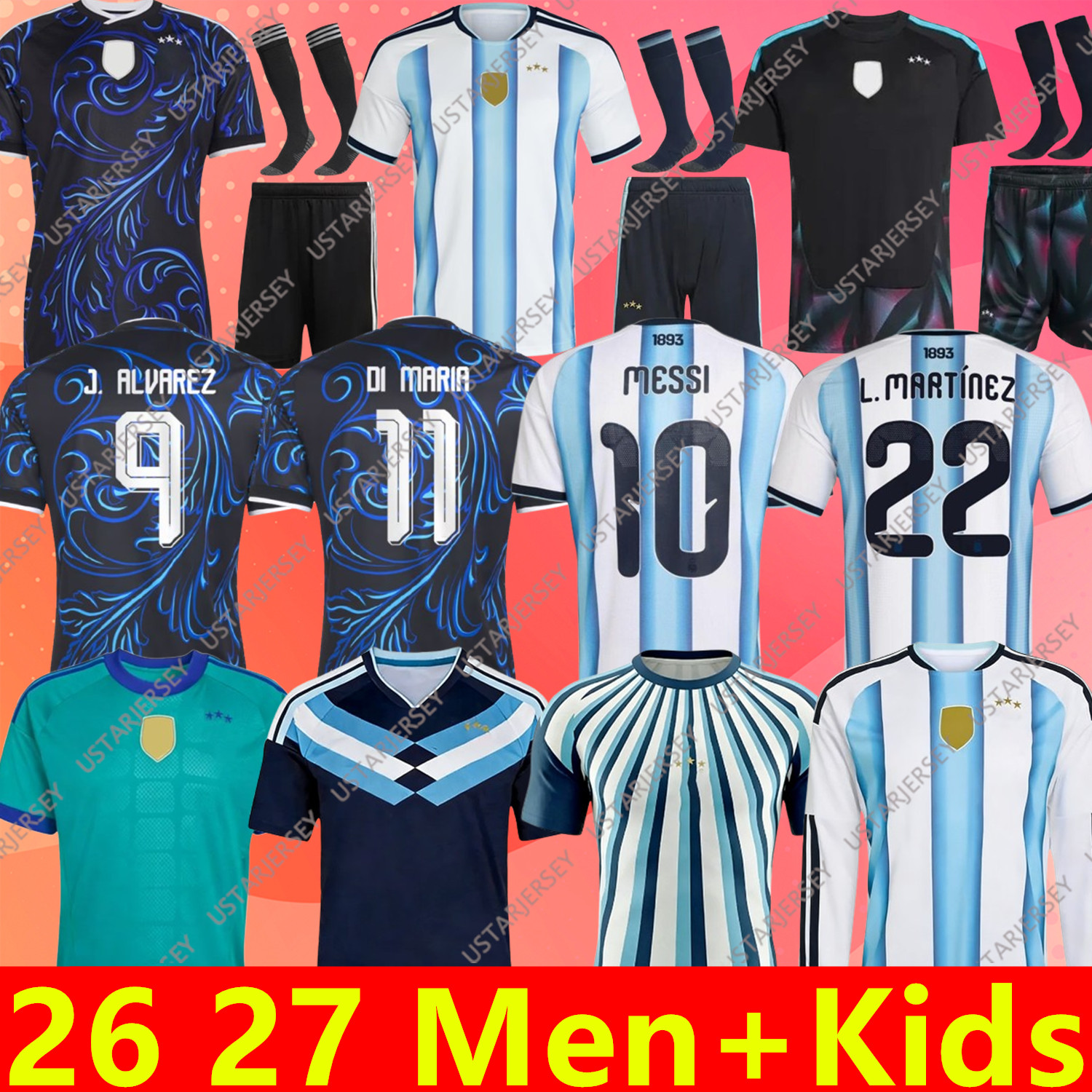 2026 World Cup Jersey ArgentinaS MESSIS 2026 2027 Soccer Jerseys J.ALVAREZ E.FERNANDEZ DI MARIA Home Away Football Shirts BATISTUTA MARADONA MAC ALLISTER Kids Men Kit
