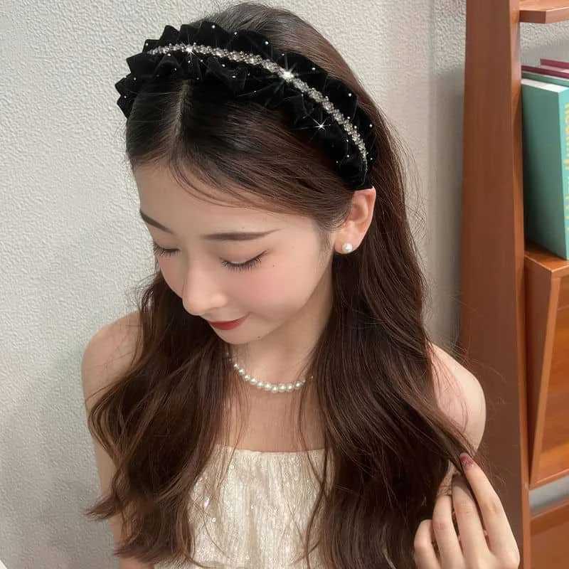 Velvet Rhinestone Hair Band Women Autumn Winter Luxury Versatile Headband Vintage Hair Accessories D260326