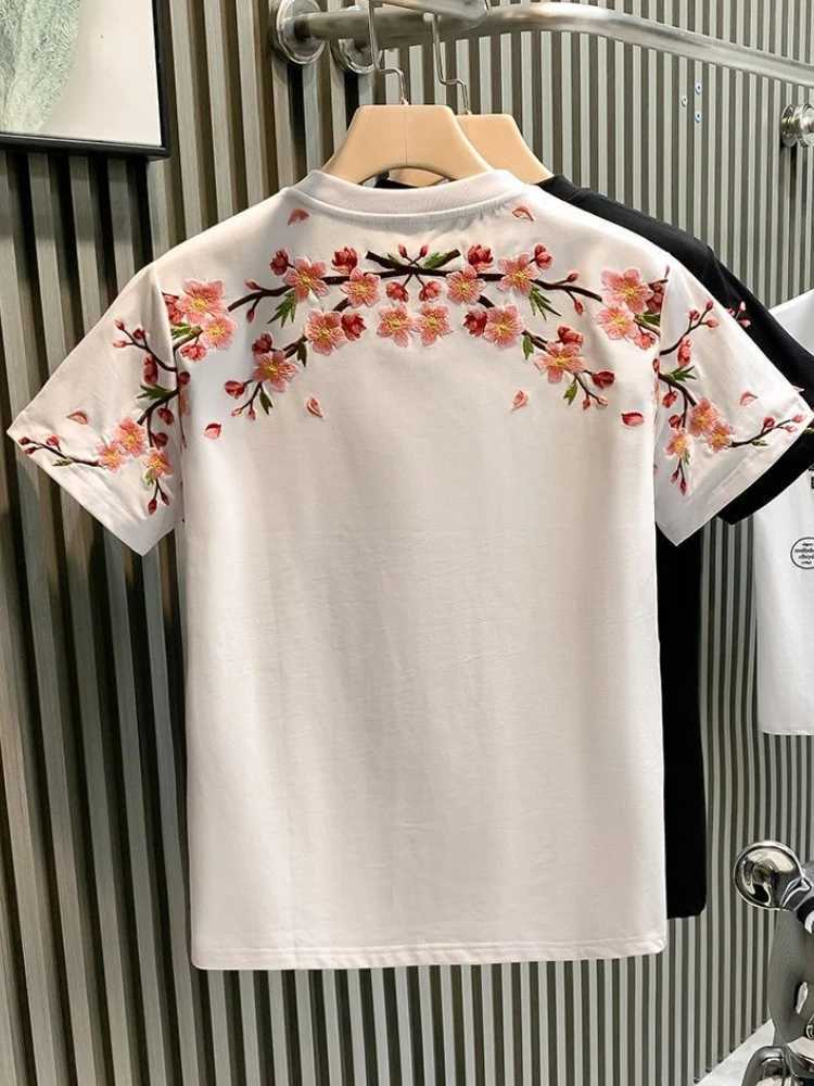 Man Tee Shirts O Neck Top Slim Fit Embroidery T Shirt for Men Party Korean Clothing Ordinary Streetwear Vintage Cheap Clothes C260326