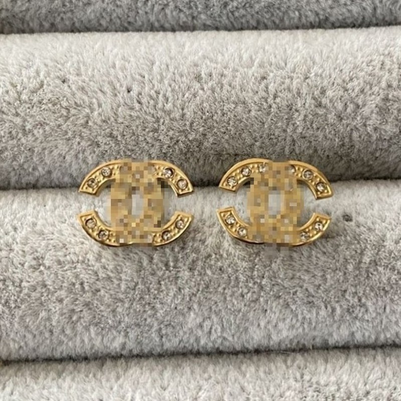 Women Fashion Designer Stud Earrings Top Quality Gold Color Simple Letter Luxury Earrings With CZ Stone Stainless Steel Engagement Earring