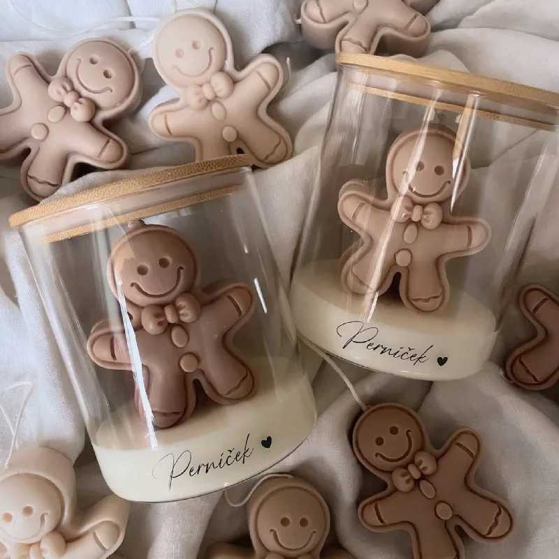 2pcs Christmas Gingerbread Man Cup Scented Candles Holiday Gifts Home Atmosphere Scented Candles Soybean Mixed Wax H260326