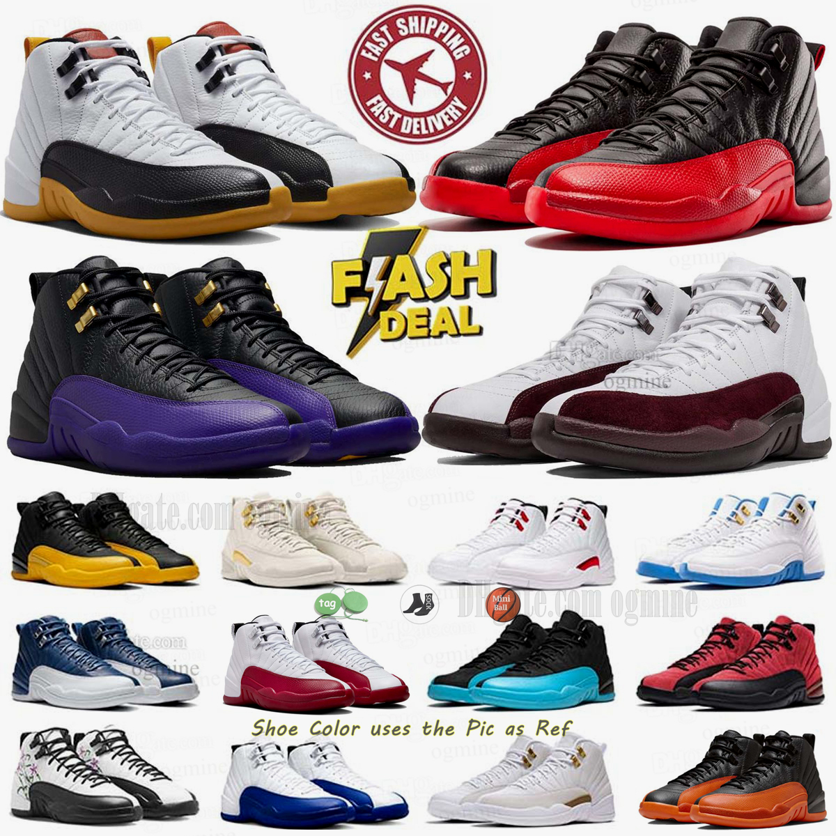 With Box man 12 Cherry 12s Mens Basketball Shoes Red Taxi Playoffs Fieled Purple Brilliant Orange Wolf Grey jump XII Flu Game Royalty Jumps Sports Sneakers 40-47