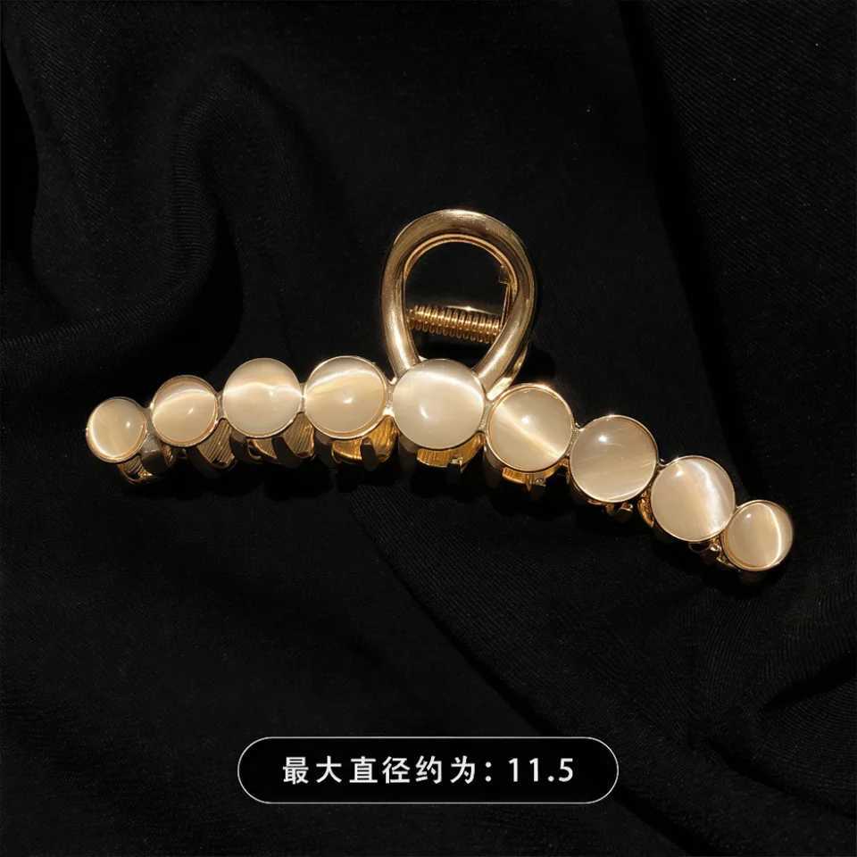 Metal Pearl Hair Clip Pins For Women Elegant Opal Stone Hair Claw Geometric Hollow Hairpins Vintage Barrette Hair Accessories H260326
