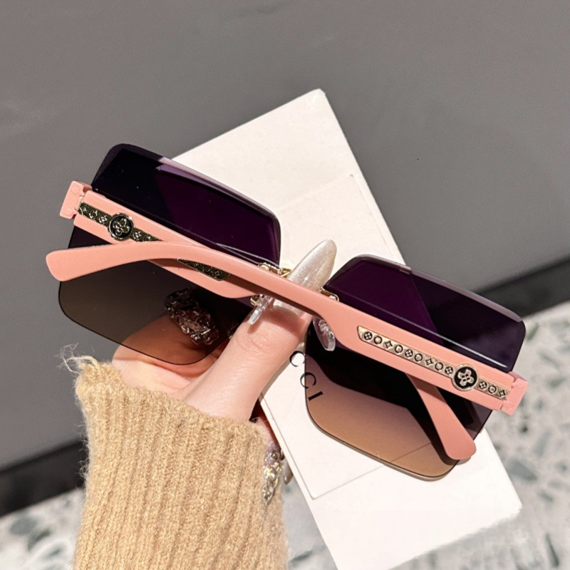 Luxury Brand Designer Sunglasses 2026 New Model Sunglasses With Connected Leg Design, Rimless Cut-edge, Oversized Lenses, Light Luxury High-end Style,