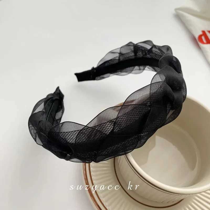Fashion Summer Mesh Hair Bands for Women Girls Korean Designer Satin Ruched Headbands Women Headwear Gift Hair Accesories D260326