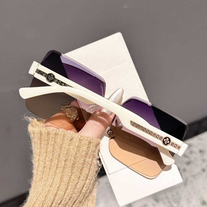 Luxury Brand Designer Sunglasses 2026 New Model Sunglasses With Connected Leg Design, Rimless Cut-edge, Oversized Lenses, Light Luxury High-end Style,