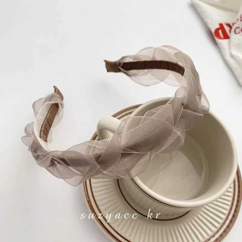 Fashion Summer Mesh Hair Bands for Women Girls Korean Designer Satin Ruched Headbands Women Headwear Gift Hair Accesories D260326