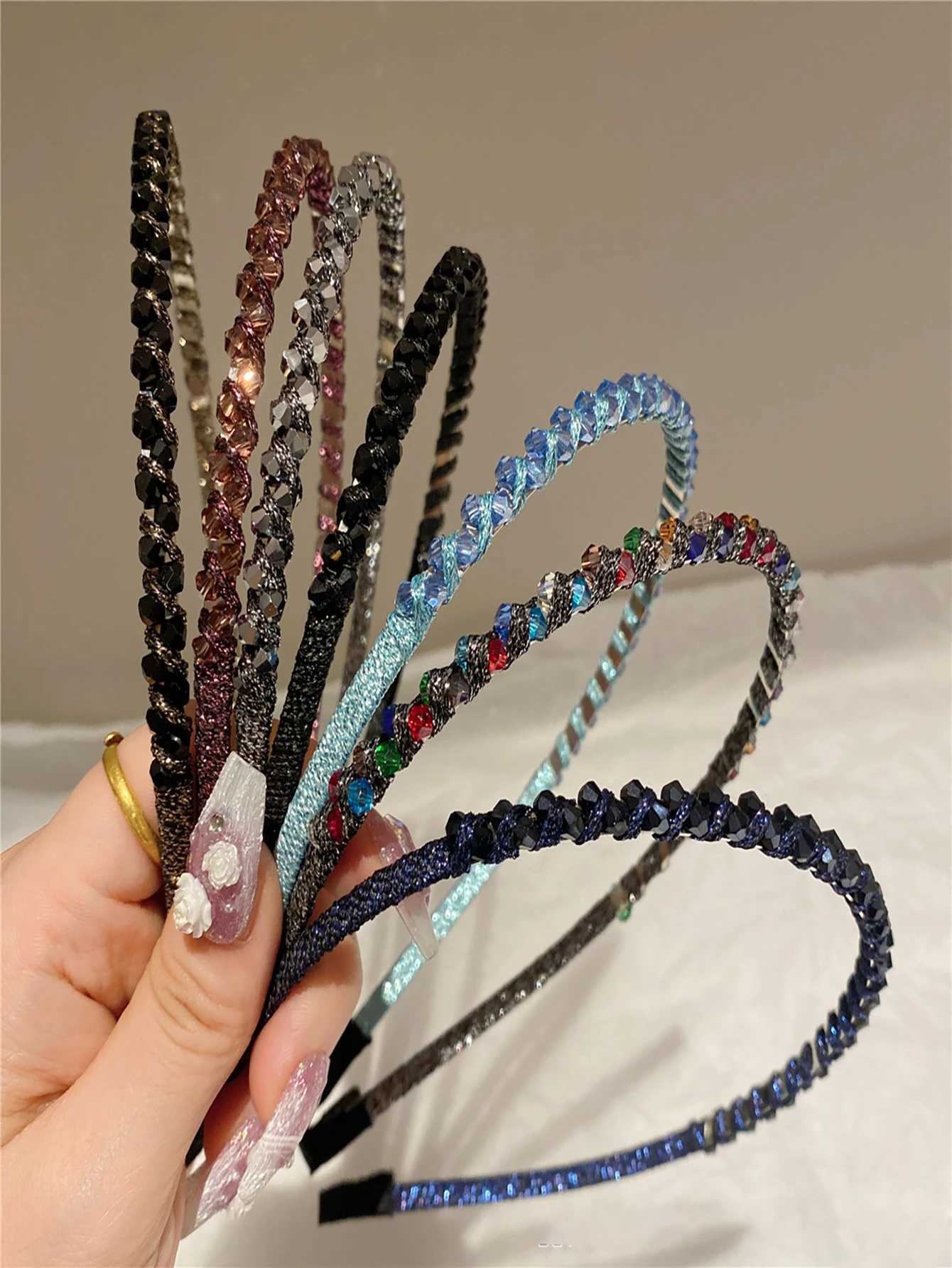 Korean Crystal Bezel Headwear Women Headband Girls Vintage Hair Bands Wide Hairband Hoop for Wedding Party Hair Accessories D260326