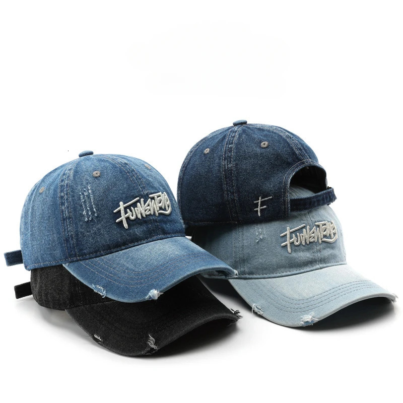 Japanese Retro Washed Denim Letter Embroidered Cap Outdoor Sports Mens Travel Sun Hat Baseball Cap Classic Versatile Comfortable 260323