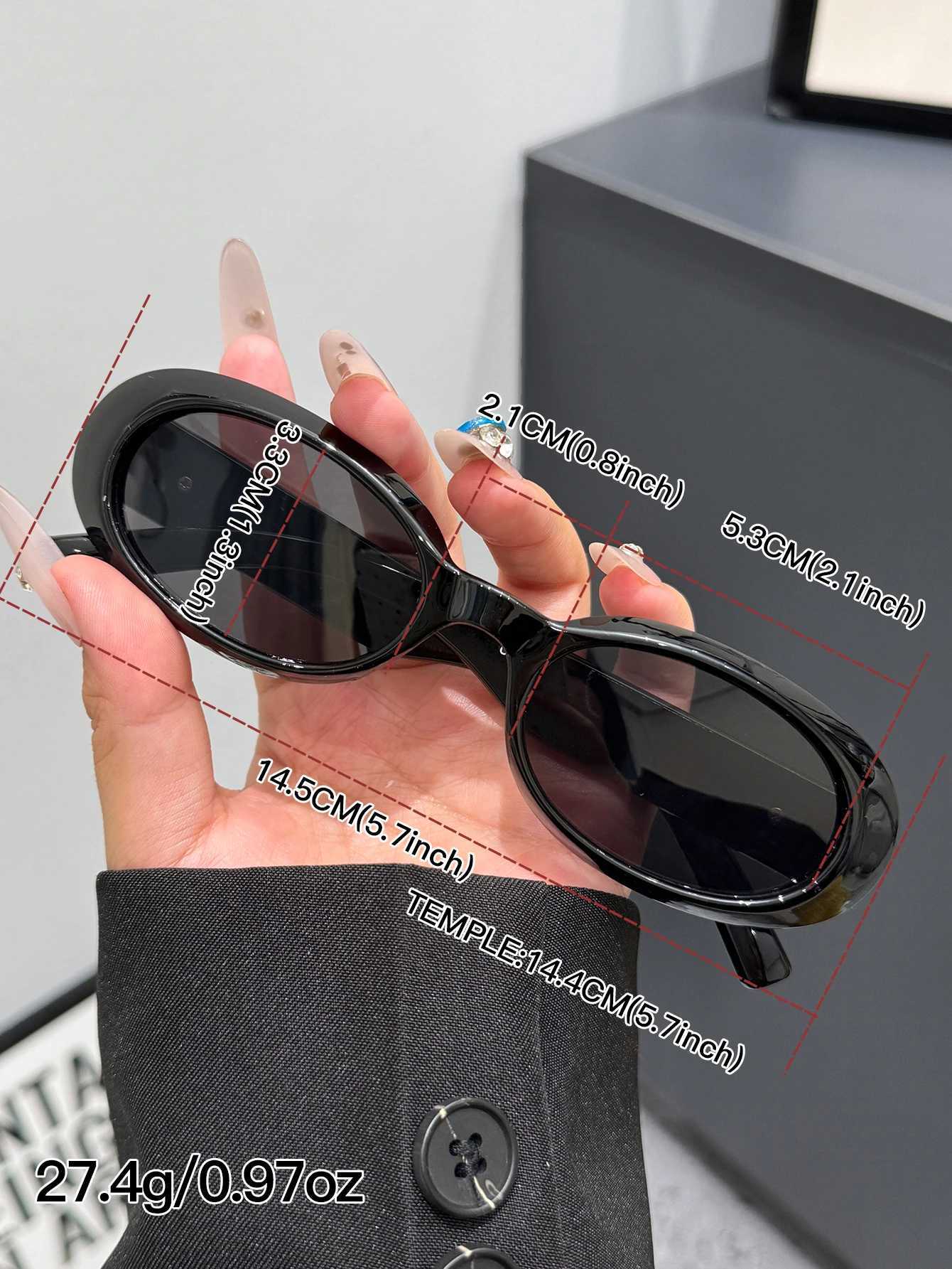1Pc Simple and Stylish Oval Frame Sunglasses Fashionable Womens Sunglasses Trendy for Photography Vacation Party Driving D260326