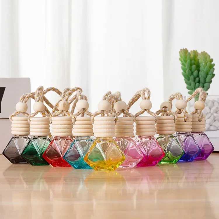 New Auto Aromatherapy Fragrance Pendent Bottle Perfume Diffuser Automotive Decoration Car Hanging Glass Bottle Empty Perfume H260326