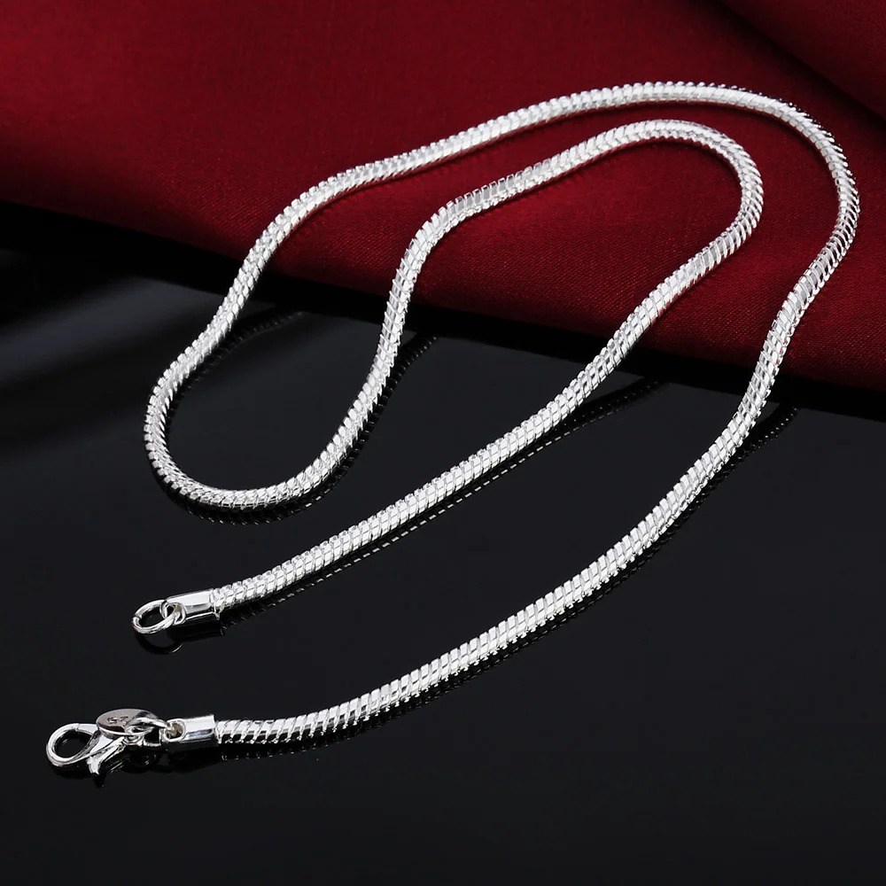 4075cm 925 Sterling Silver 1MM2MMM solid Snake Chain Necklace For Men Women Fashion Jewelry for pendant 260325