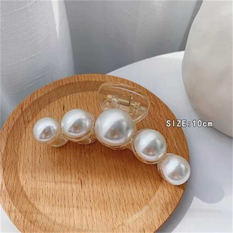 New Acrylic Hair Claws Clips Pearl Hairpins For Woman Large Size Barrette Crab Ladies Fashion Hair Accessories Hairgrip Headwear H260326