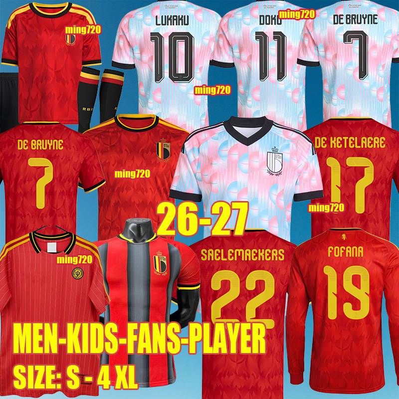 2026 World Cup Belgium Jersey Soccer shirts Men's Kids football jersey DE BRUYNE LUKAKU maillot belgique camiseta de belgica football 2000 belgium RETRO