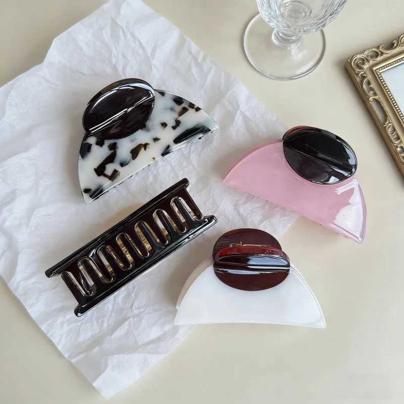 Leopard Print Half-Round Mushroom Hair Clips - Thick Acetate Shark Claws for Hair Styling Fashion Hair Accessories H260326