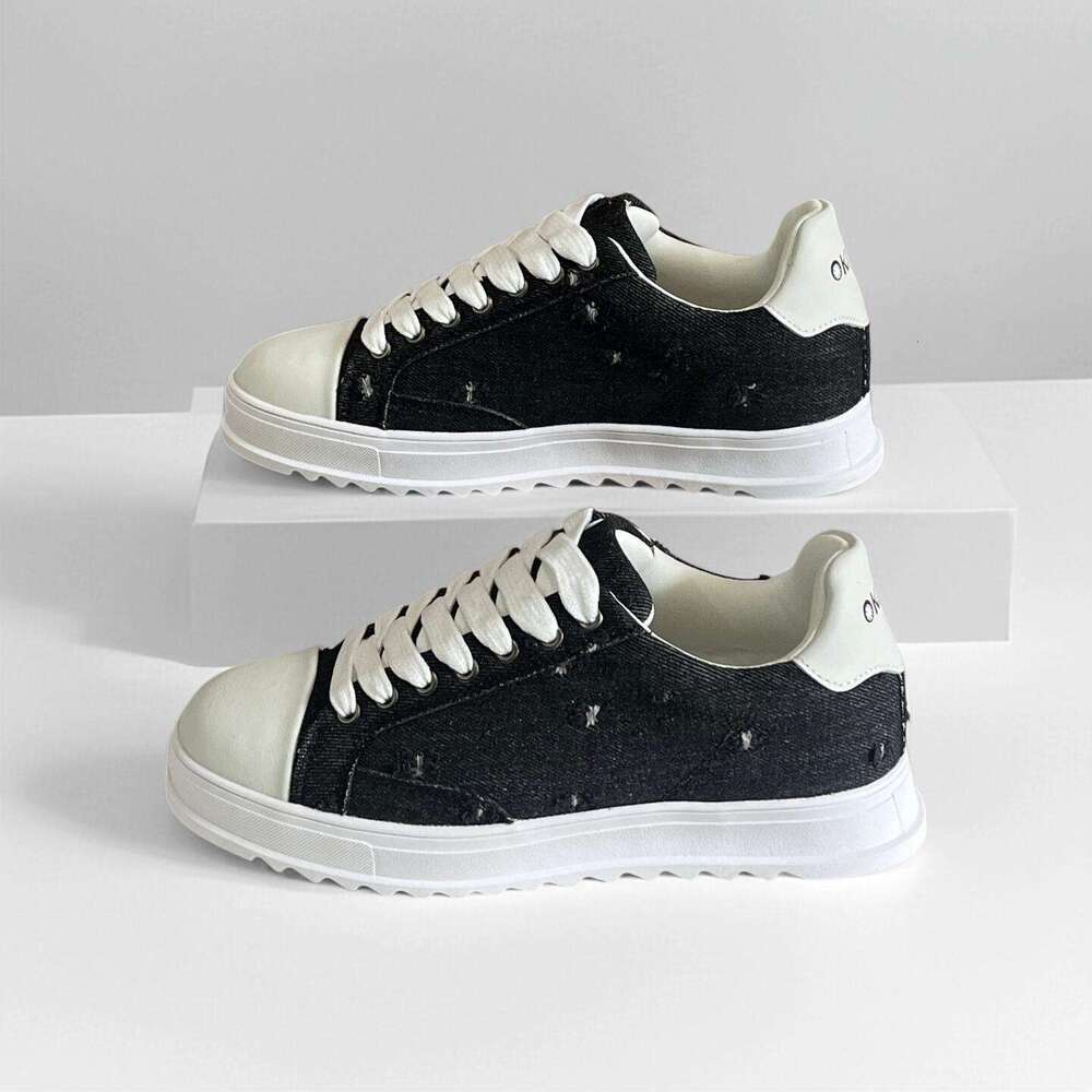 Okimoz Casual Shoes Running Sneaker Designer Shoes Black Distressed Denim Platform Sneakers for Women