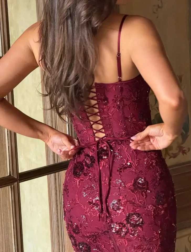 Retro Flora Sequin Maxi Sling Dress Women Sexy Sleeveless Lace Up Square Neck Bodycon Fishtail Gown 2026 Spring Lady Party Robe X260326