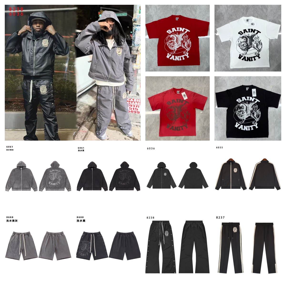 saint Vainty shirt designer shirt Men's T-shirt Saint letter logo print ins wash Aged vtg short sleeve