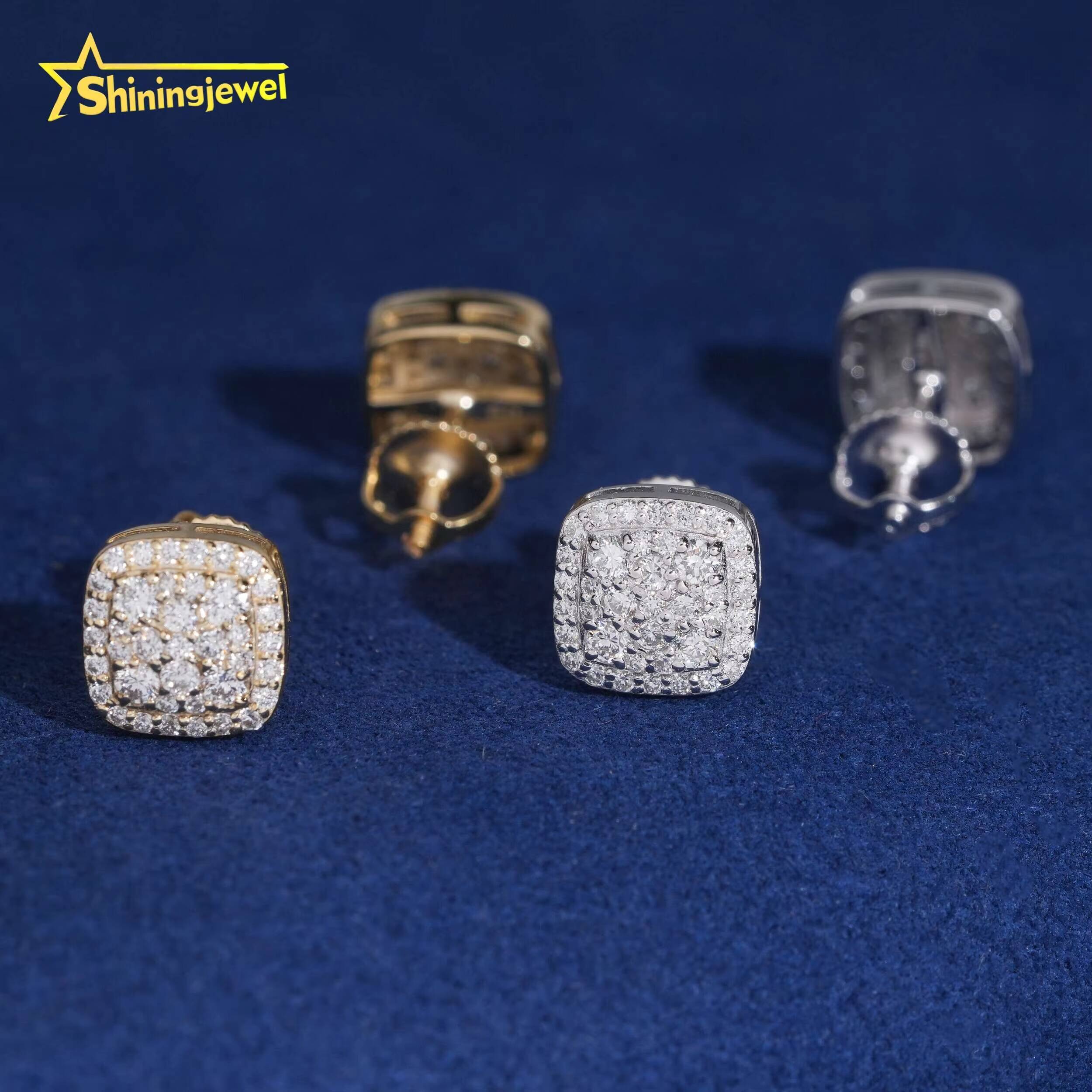 Wholesale Price Fine Jewelry Pass Diamond Test Hpht Lab Grown Diamonds 925 Silver Gold Plated Screw Back Stud Earrings