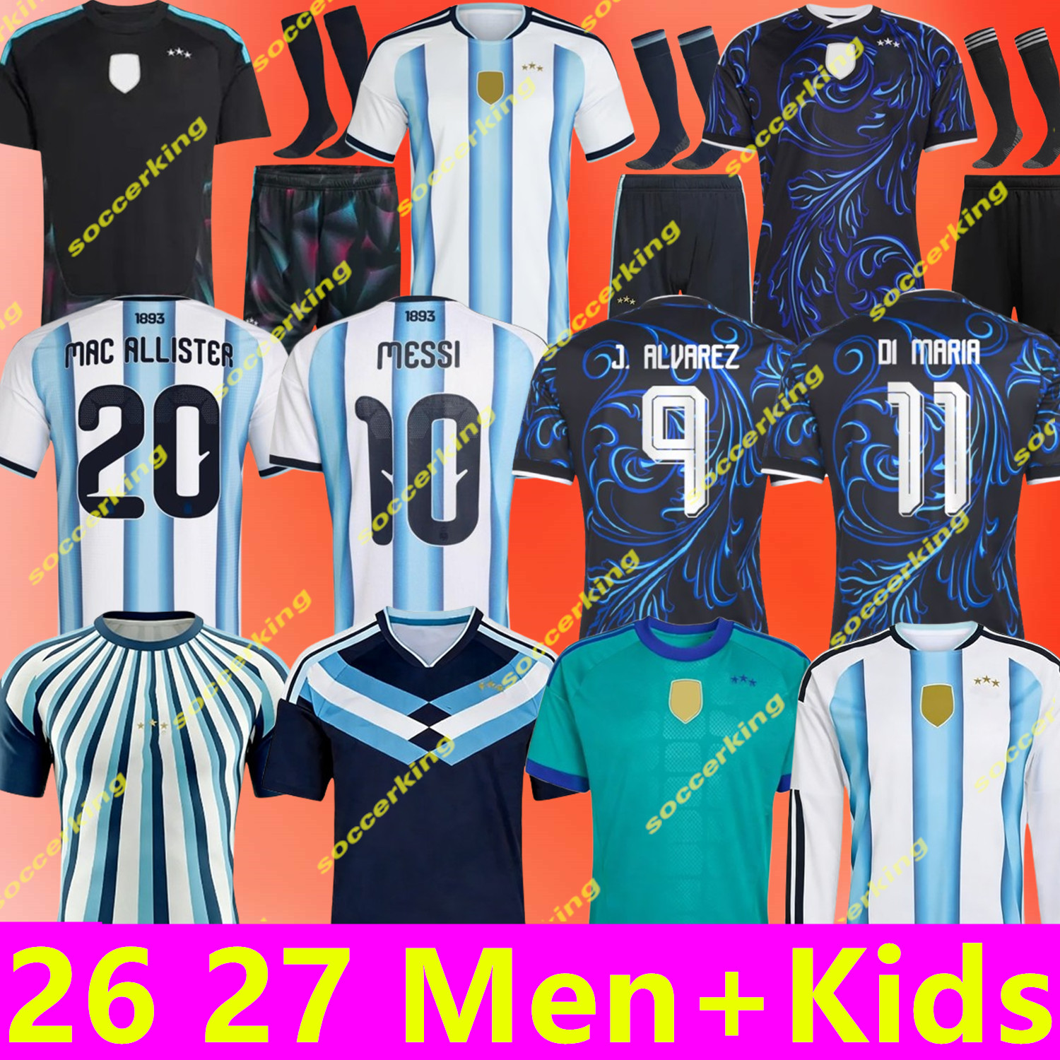 ArgentinaS 3 Star soccer Jerseys 26 27 Fans Player MARADONA DI MARIA J. ALVAREZ FC Men Kids football shirts MESSIS Jerseys DE PAUL Garnacho 2026 2027 long sleeves Signed
