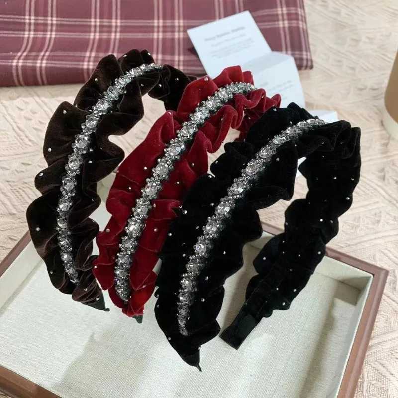 Velvet Rhinestone Hair Band Women Autumn Winter Luxury Versatile Headband Vintage Hair Accessories D260326