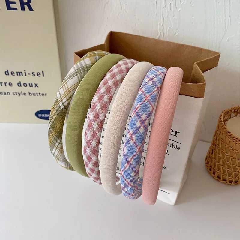 Solid color headband checkered hairpin headband small fragrance headband girl Korean-style noble headband hair ornament D260326