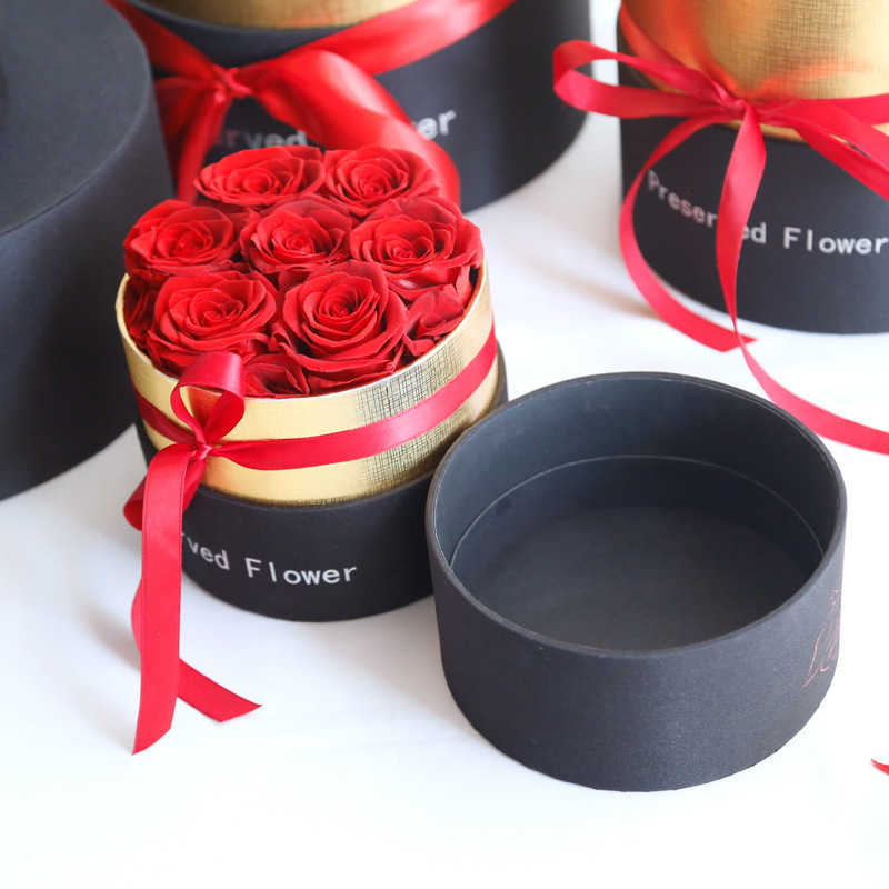 Romantic level Eternal rose box gift wifes real rose preserved flower gift set home decoration Valentines Day wedding durable X241225