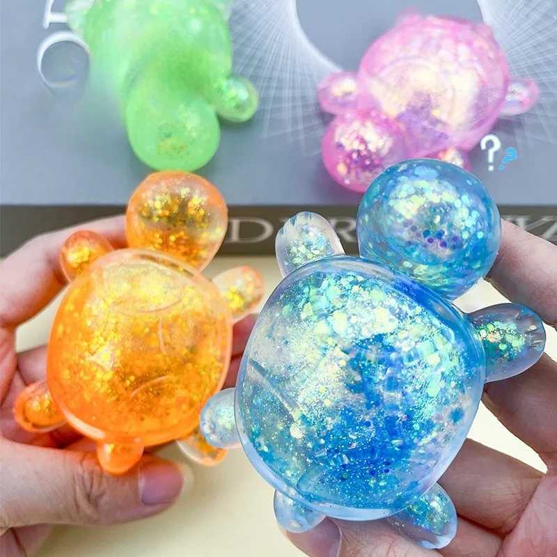 Squishy Turtle Fidget Toy Glitter Turtle Squeeze Toy Small Cute Animal Anti Stress Fidget Splat Decompressions Vent Squeeze Toy H260326