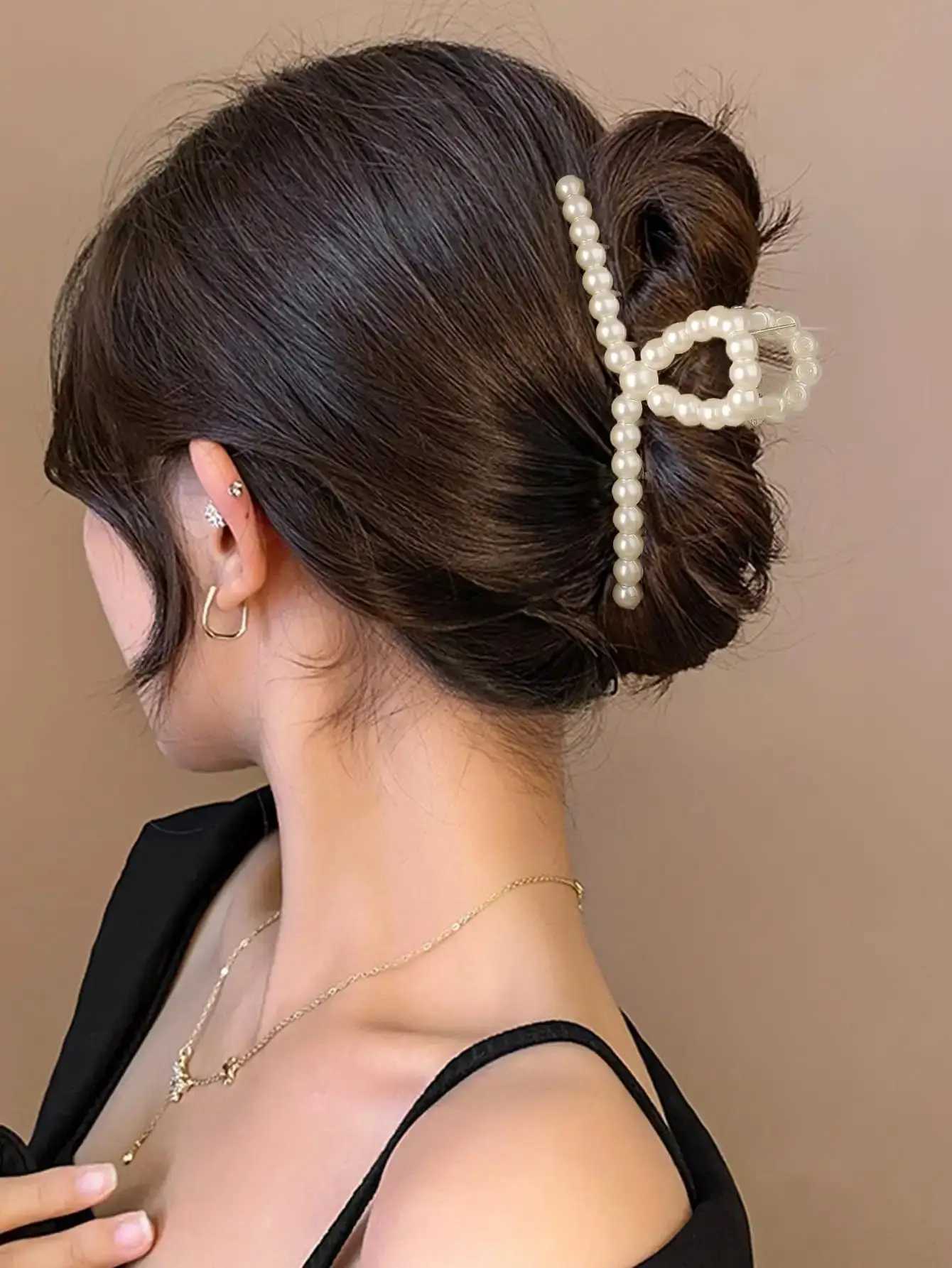 1Pcs French Large Pearl Hair Claw ClipsFashion Jaw Clips Hair Barrettes Hair Accessories for Women Girls H260326