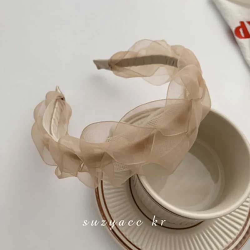 Fashion Summer Mesh Hair Bands for Women Girls Korean Designer Satin Ruched Headbands Women Headwear Gift Hair Accesories D260326