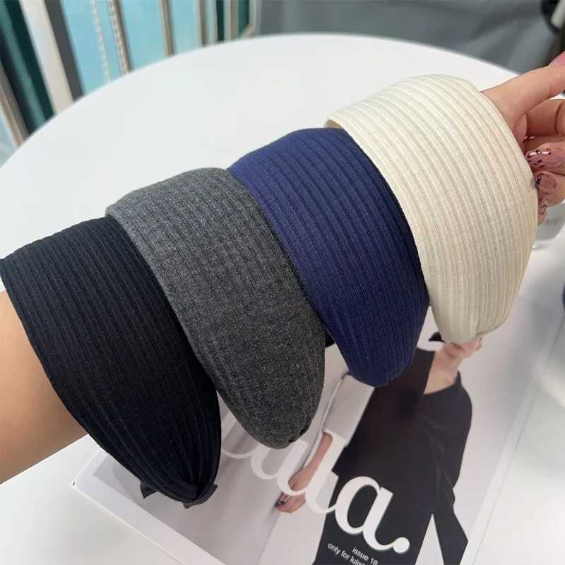 2026 Soft Wide Knitting Cotton Hairbands for Women Girls Korean Neutral Solid Turban with Teeth Head Band Headwear Accessories D260326