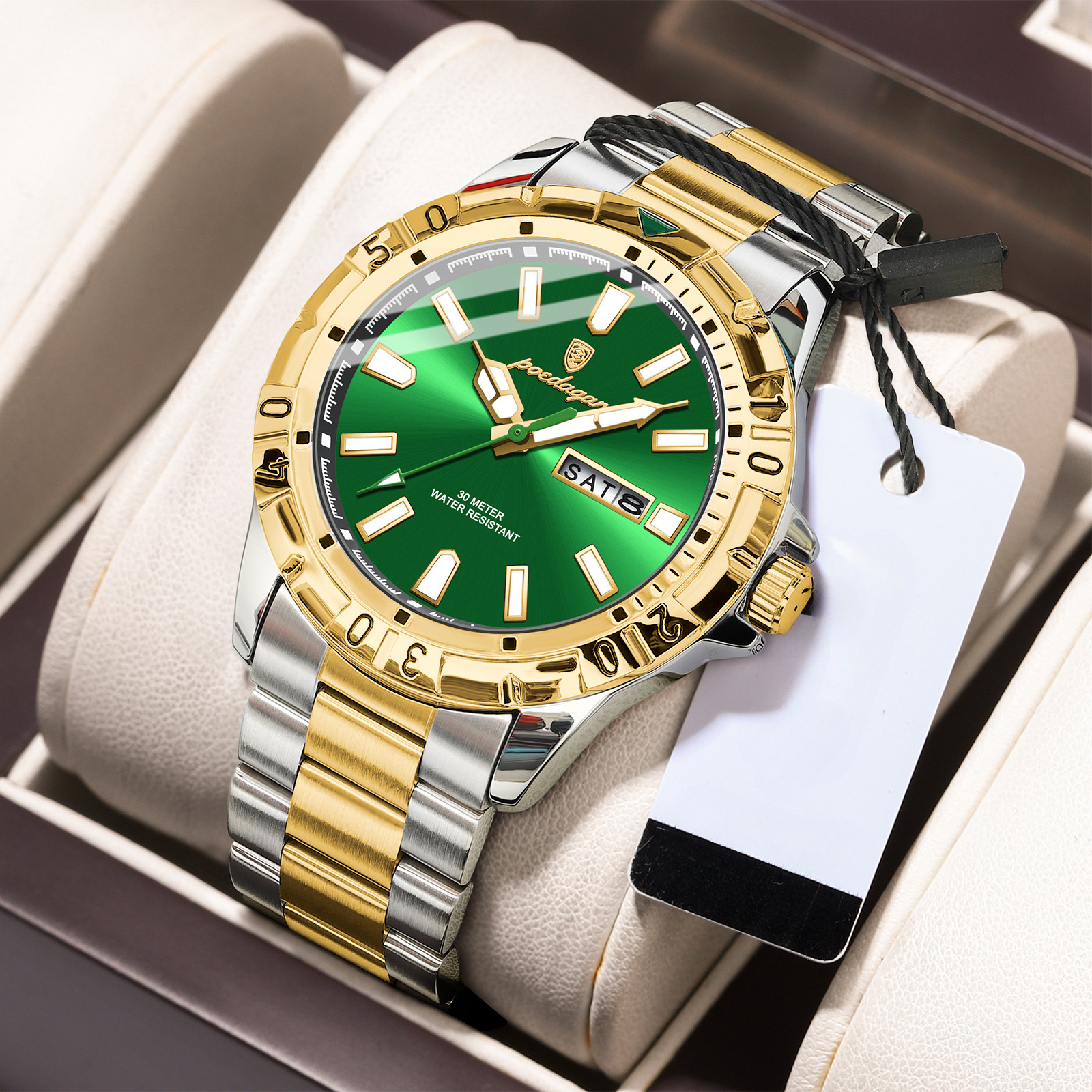 Dual-calendar Men's Watch Green Diver's Style - Fashionable And Trendy Quartz Watch Designer Watch Business Watch Outdoor Sports Watch