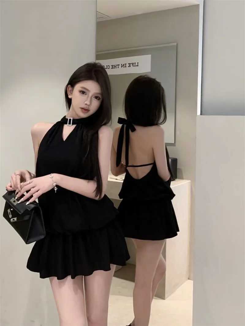 Y2Ks new solid-color halter-neck backless dress is a sexy elegant and slimming short skirt for women in summer a01 M260326