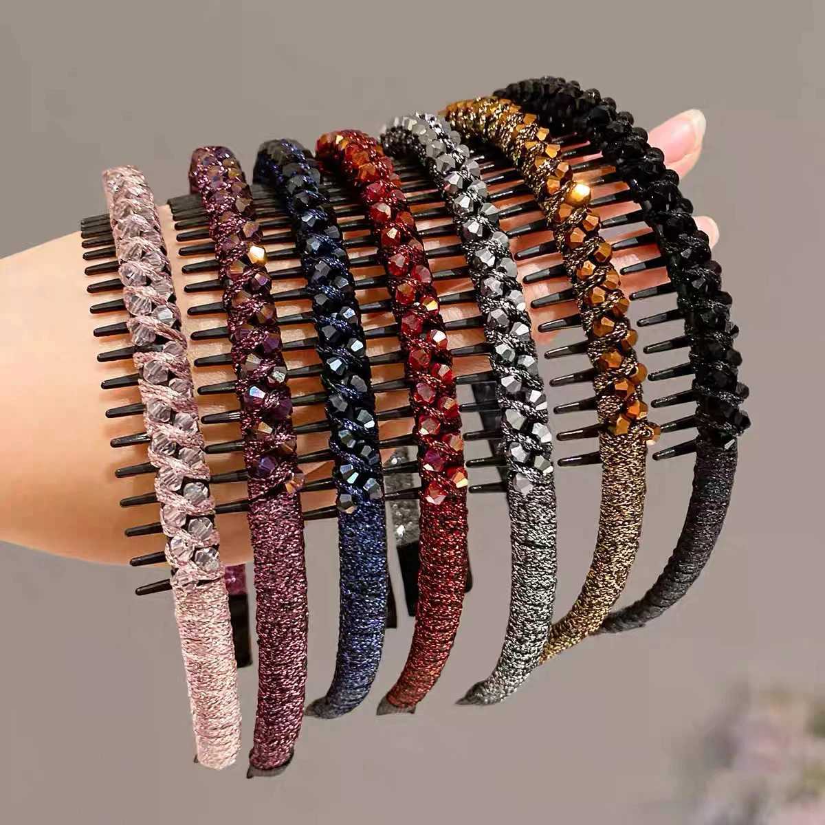 AWAYTR Simple Plastic Beads Headband Cute with Toothed Face Wash Hair Hoop Korean Make Up Hairband Non-slip Girl Hair Accessorie D260326