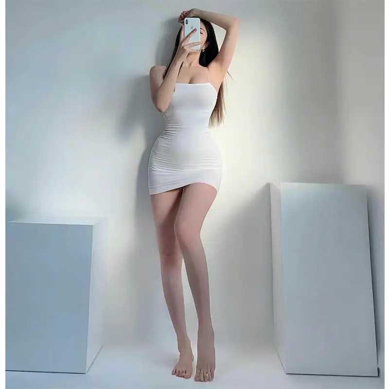 Womens Summer Solid Color Spaghetti Strap Sundress Sexy Mini Camisole Dress Bodycon Sleeveless Black for Club Party M260326